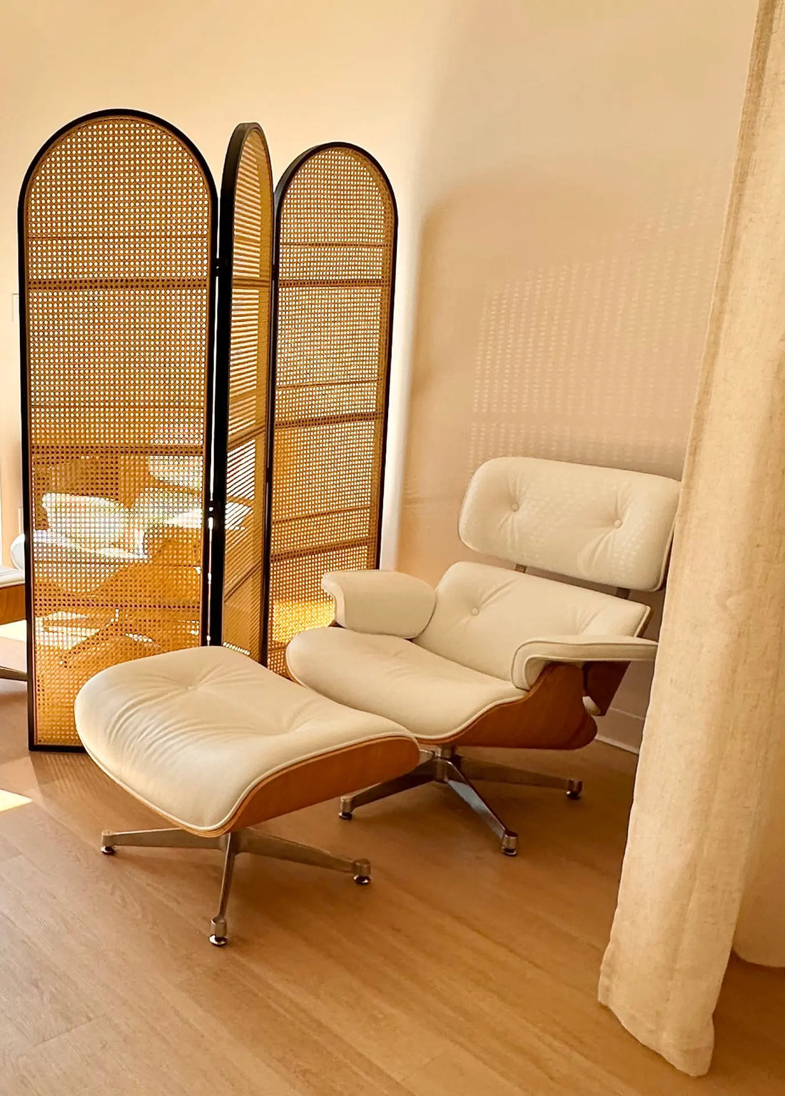 Comfortable lounge chair and ottoman in the Shine infusion room